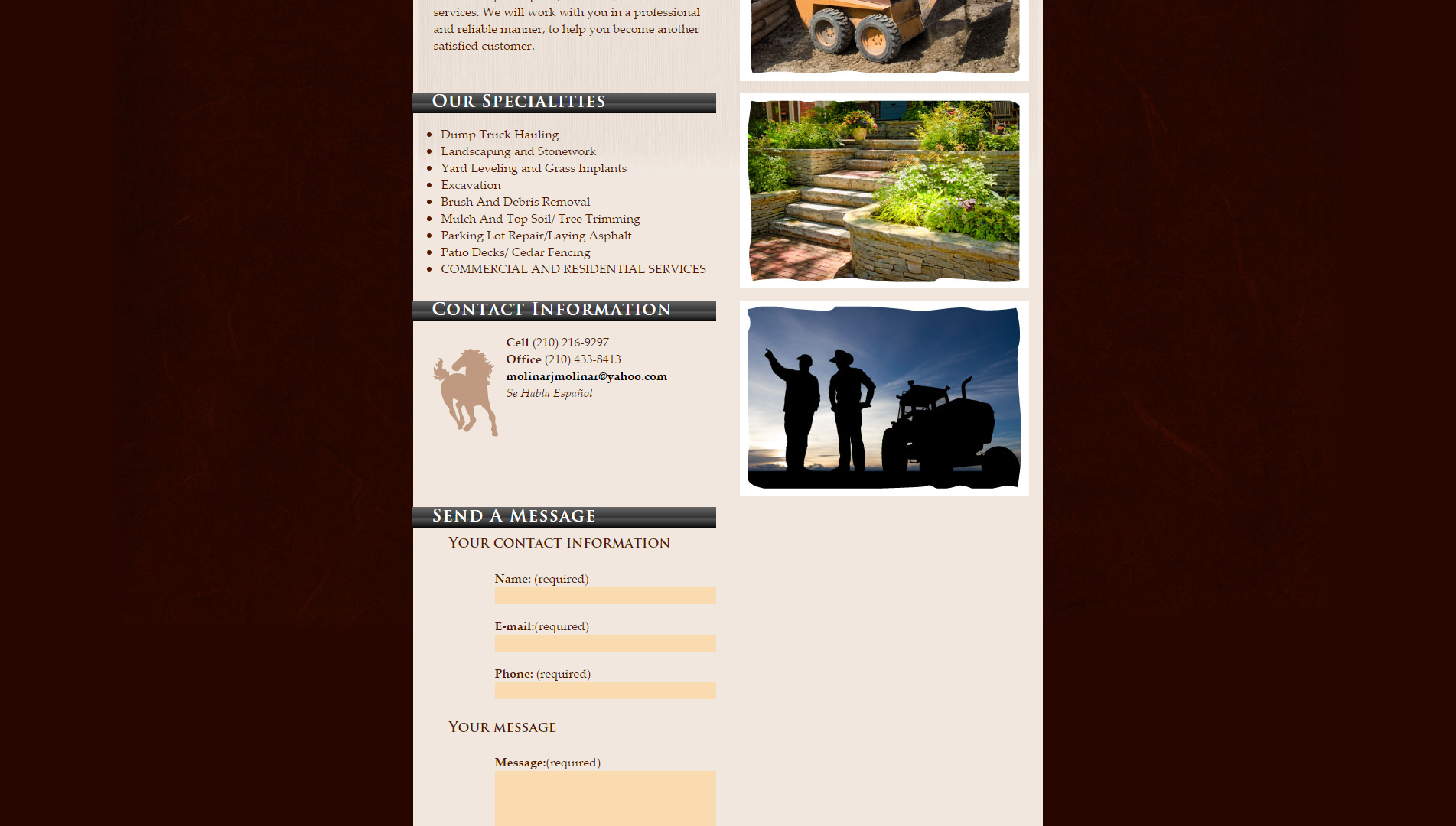 San Antonio Bobcat Services Website