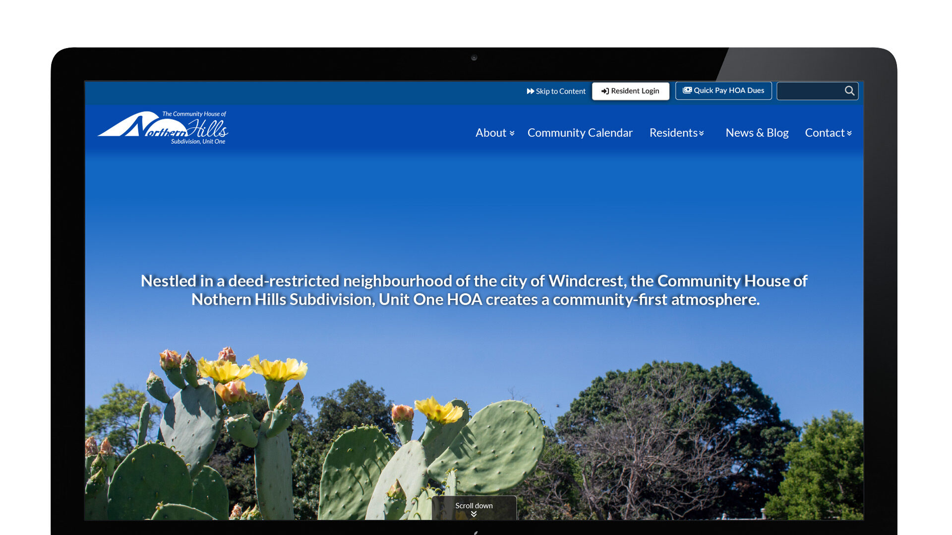 Northern Hills HOA website on a computer screen