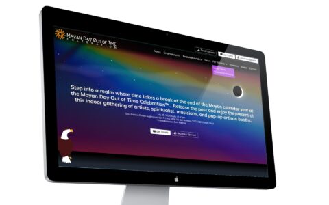 Mayan Day Out of Time Even Website on a computer screen