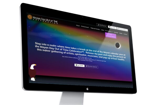 Mayan Day Out of Time Even Website on a computer screen