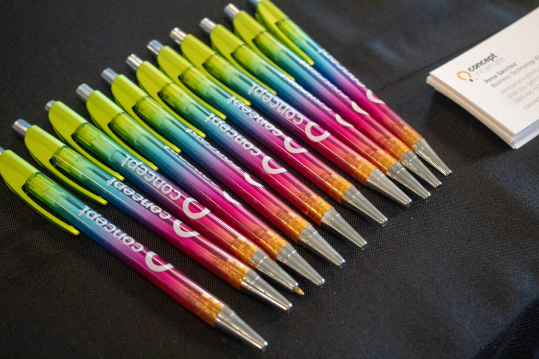 Concept Incarnate rainbow branded pens